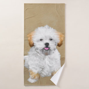 Lhasa Apso Puppy Painting - Niedliche Original Dog Badhandtuch Set