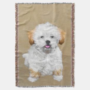 Lhasa Apso Puppy Painting - Niedliche Original Dog Decke