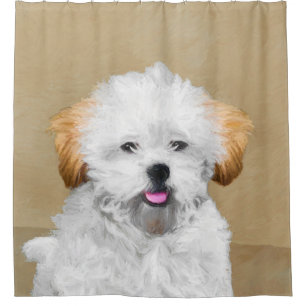 Lhasa Apso Puppy Painting - Niedliche Original Dog Duschvorhang