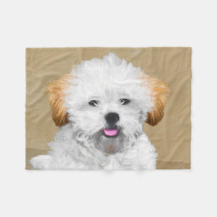 Lhasa Apso Puppy Painting - Niedliche Original Dog Fleecedecke