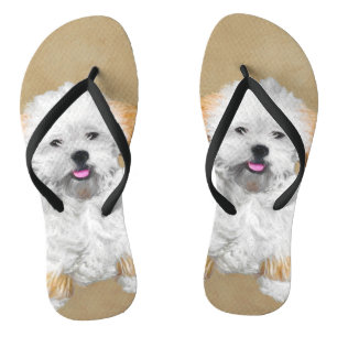 Lhasa Apso Puppy Painting - Niedliche Original Dog Flip Flops