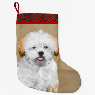 Lhasa Apso Puppy Painting - Niedliche Original Dog Kleiner Weihnachtsstrumpf