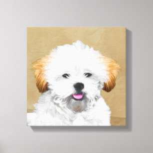 Lhasa Apso Puppy Painting - Niedliche Original Dog Leinwanddruck