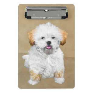 Lhasa Apso Puppy Painting - Niedliche Original Dog Mini Klemmbrett