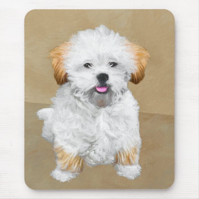 Lhasa Apso Puppy Painting - Niedliche Original Dog Mousepad (Vorne)