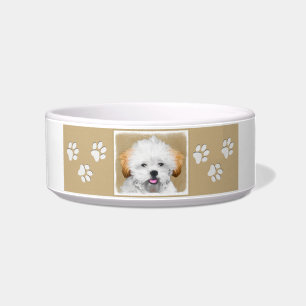 Lhasa Apso Puppy Painting - Niedliche Original Dog Napf
