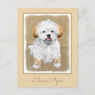 Lhasa Apso Puppy Painting - Niedliche Original Dog Postkarte