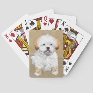 Lhasa Apso Puppy Painting - Niedliche Original Dog Spielkarten