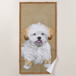Lhasa Apso Puppy Painting - Niedliche Original Dog Strandtuch