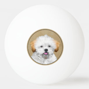 Lhasa Apso Puppy Painting - Niedliche Original Dog Tischtennisball