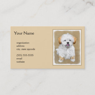 Lhasa Apso Puppy Painting - Niedliche Original Dog Visitenkarte