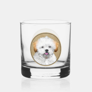 Lhasa Apso Puppy Painting - Niedliche Original Dog Whiskyglas