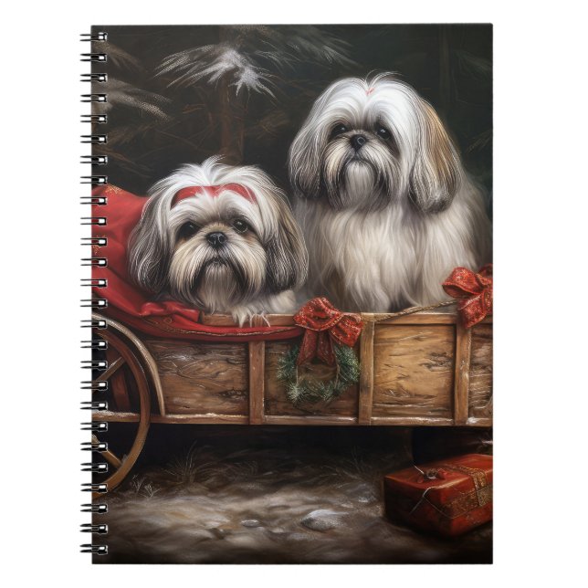 Lhasa Apso Snowy Sleigh Weihnachtsdekor Notizblock (Vorderseite)