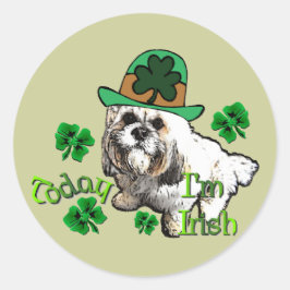 Lhasa Apso St. Patrick's Day Runder Aufkleber