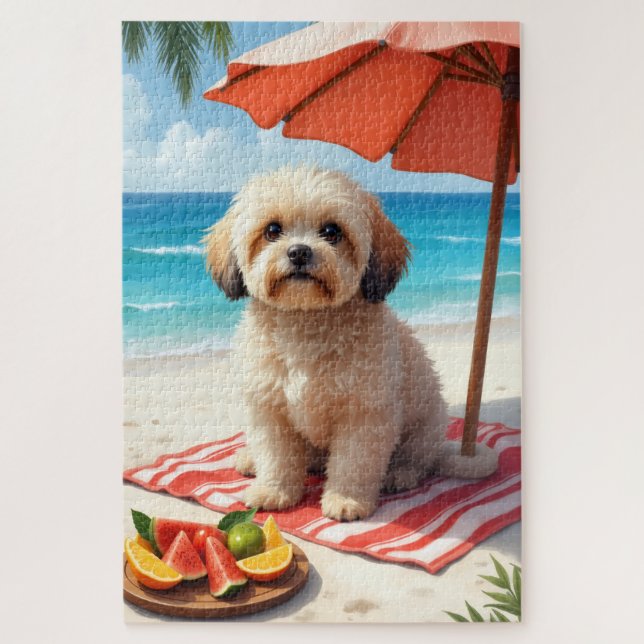Lhasa Apso Strandentspannungsszene (Vertikal)
