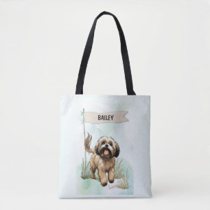 Lhasa Apso Wasserfarbe Personalisierter Hund Tasche