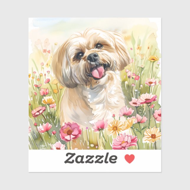Lhasa Apso Wasserfarben-Aufkleber  Aufkleber (Blatt)