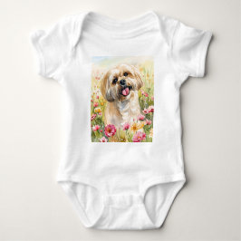 Lhasa Apso Watercolor Baby Bodysuit Baby Strampler