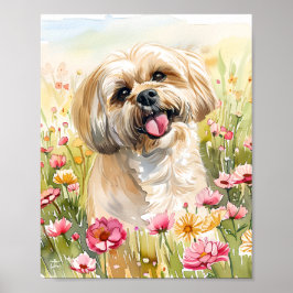Lhasa Apso Watercolor Doster Wand Print Poster