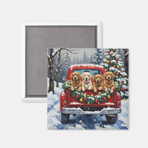 Lhasa Apso Weihnachten Roter LKW Urlaub Magnet