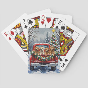 Lhasa Apso Weihnachten Roter LKW Urlaub Spielkarten