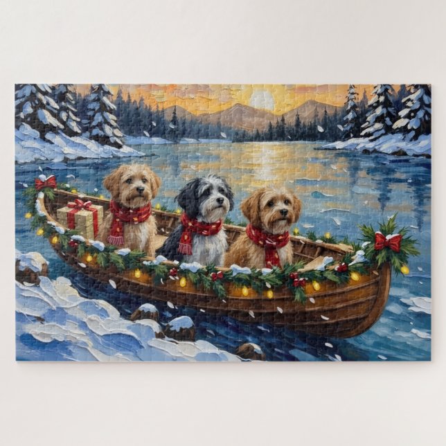 Lhasa Apso Weihnachtsboot Urlaub (Horizontal)