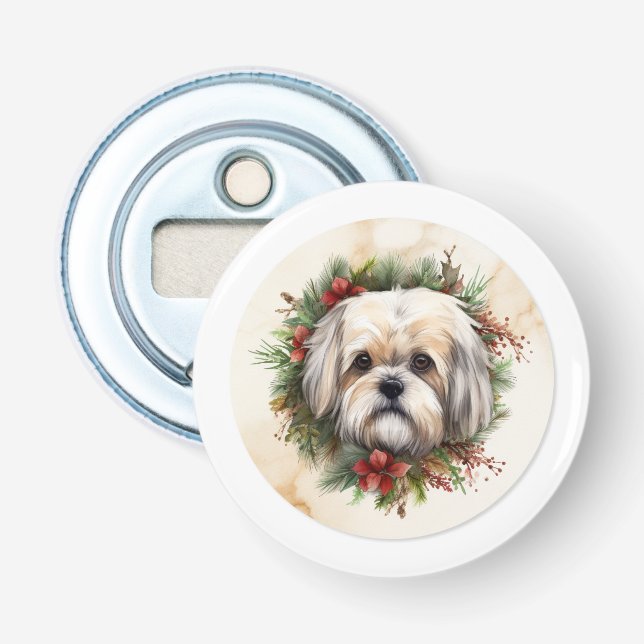 Lhasa Apso Weihnachtsfeier Festliche Jungfrau Flaschenöffner (Vorderseite)