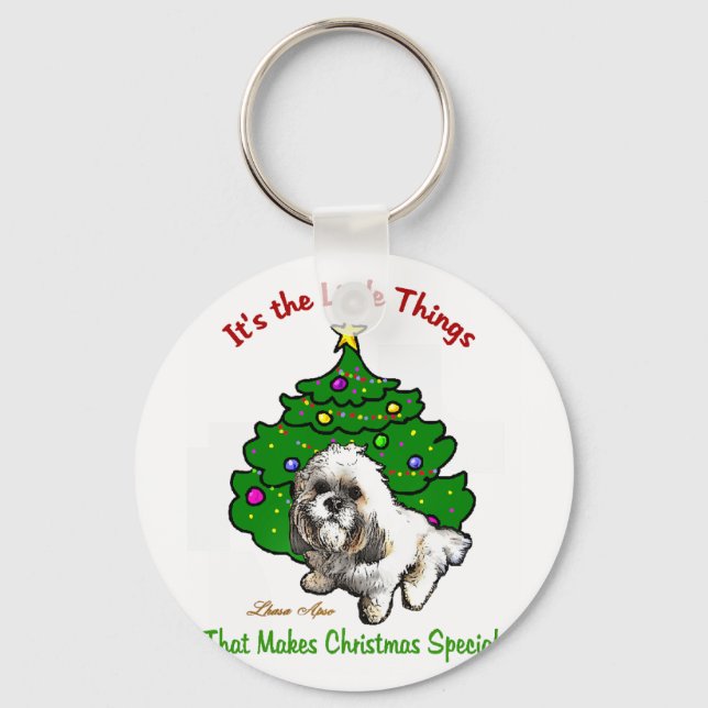 Lhasa Apso Weihnachtsgeschenke Schlüsselanhänger (Vorderseite)