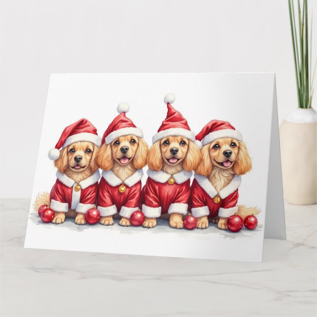 Lhasa Apso Weihnachtskleid Santa Hut Karte (Vorderseite)