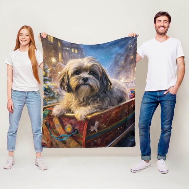 Lhasa Apso Weihnachtssaison Fleecedecke (Beispiel)
