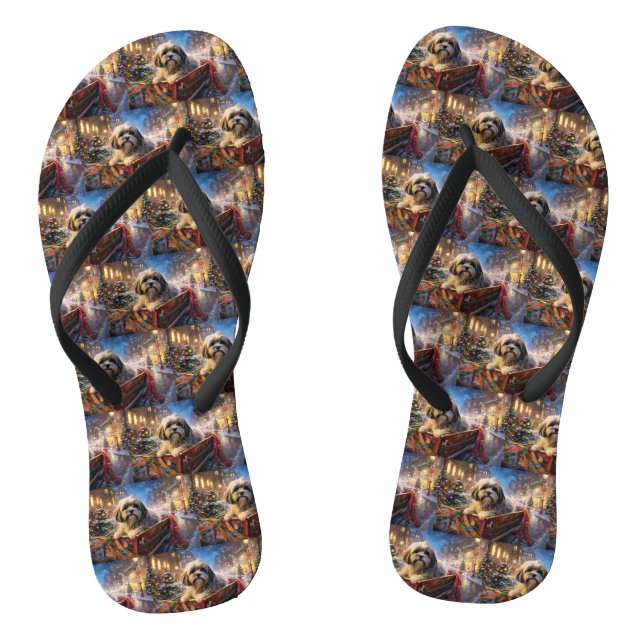 Lhasa Apso Weihnachtssaison Flip Flops (Fußbett)