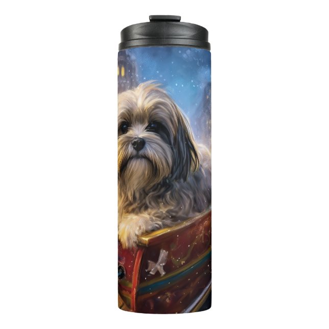 Lhasa Apso Weihnachtssaison Thermosbecher (Vorderseite)