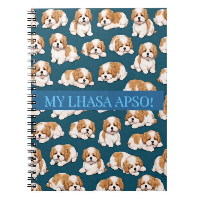 Lhasa Apso Welpen Notizbuch Journal Notizblock (Vorderseite)