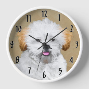 Lhasa Apso Welpenmalerei - Süße originelle Hundeku Uhr