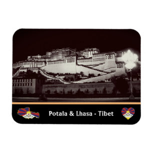 Lhasa in night - Potala Palace, Tibet /Vintag Magnet