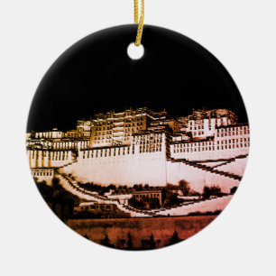 Lhasa & Potala Palace in der Nacht, Tibet (Himalay Keramik Ornament