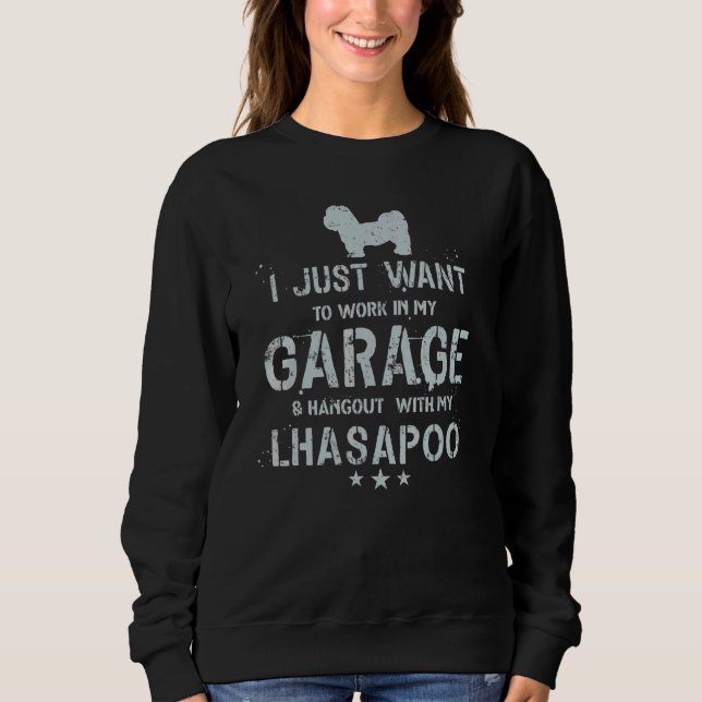 Lhasapoo-Vater-Garagen-Männer hängen Sweatshirt (Vorderseite)