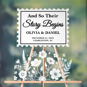 L'histoire commence Floral Postage Timbre Mariage