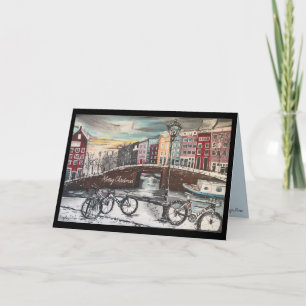 L'hiver à Amsterdam - La carte de Noël des cyclist