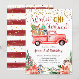 L'hiver onederland forêt invitation anniversaire