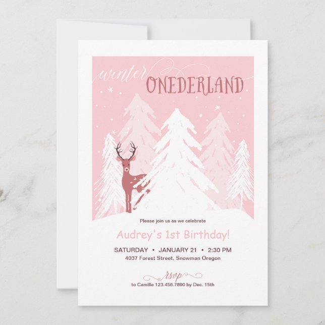 L'hiver Onederland Premier anniversaire Invitation (Devant)