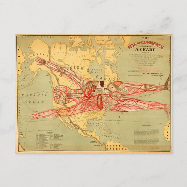 L'homme du commerce Carte des États-Unis (1889) (Devant)