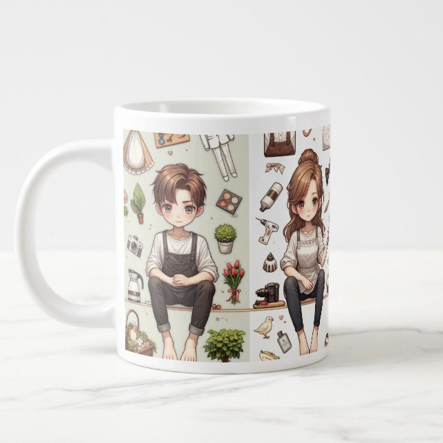 L'homme, la femme. 1 tasse spéciale (Gauche)