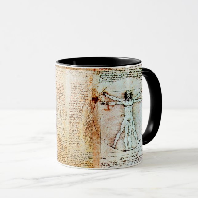 L'HOMME VITRUVIEN Antique Parchment Mug (Devant droit)