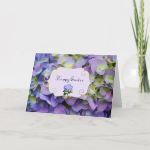 L'hortensia pourpre fleurit la carte de Pâques