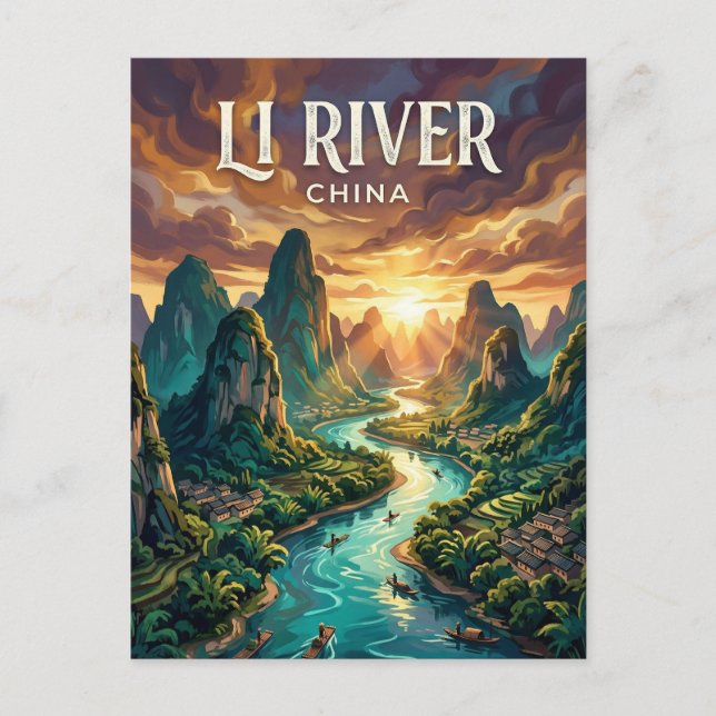 Li-Fluss China Postkarte (Vorderseite)