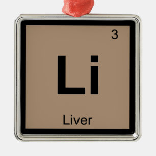 Li - Periodisches Symbol für die Leberchemie Silbernes Ornament