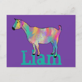 Liam Add Name Colorful Ziege Niedliche Coole Tiera Postkarte