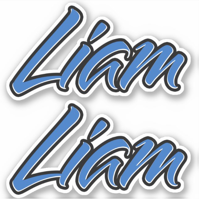 Liam Name blue Aufkleber Sticker Stickerset (Vorderseite)
