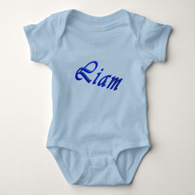 Liam, Name, Boys Blue Baby Bodysuit Strampler (Vorderseite)